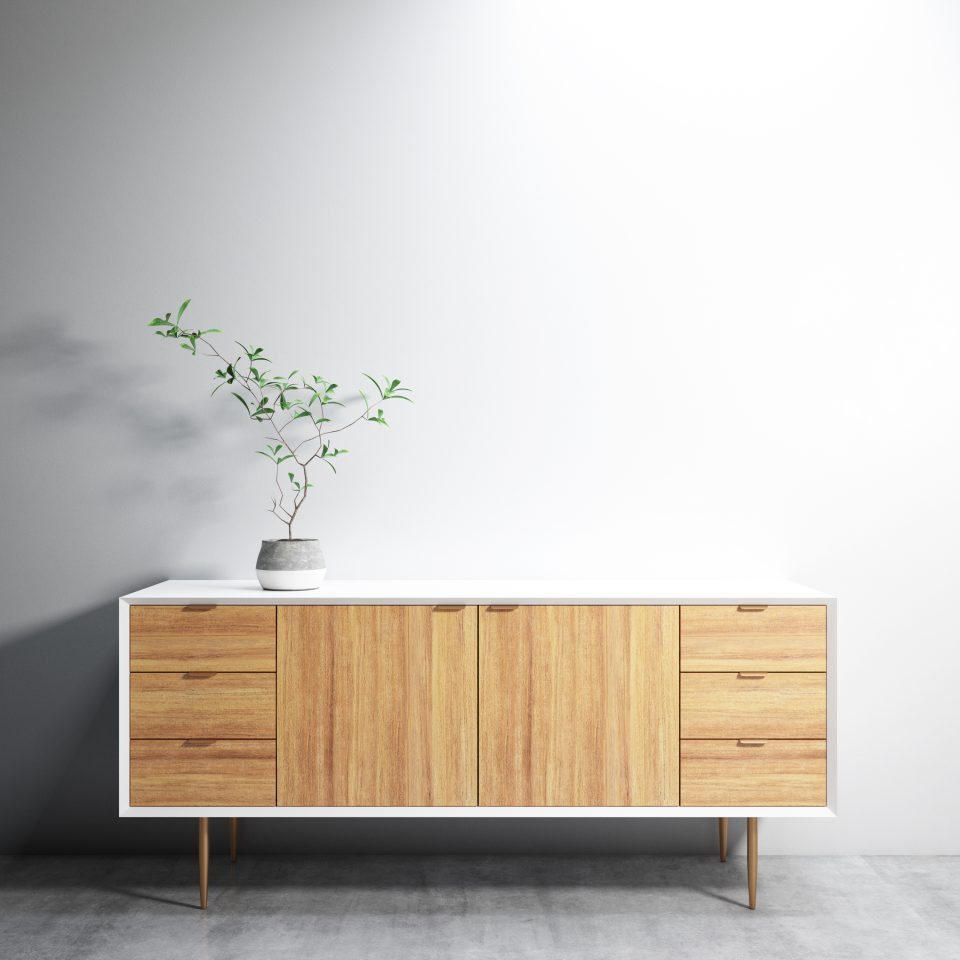 Oak and ivory console