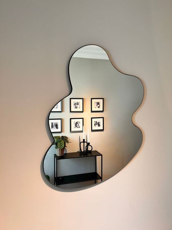 Wave Asymmetrical Irregular wall Mirror.